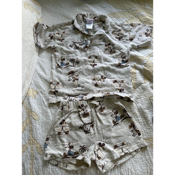 Disney Mickey Mouse Toddler Boys 100% Cotton Resort Shirt Shorts Set 5T - Picture 4 of 7